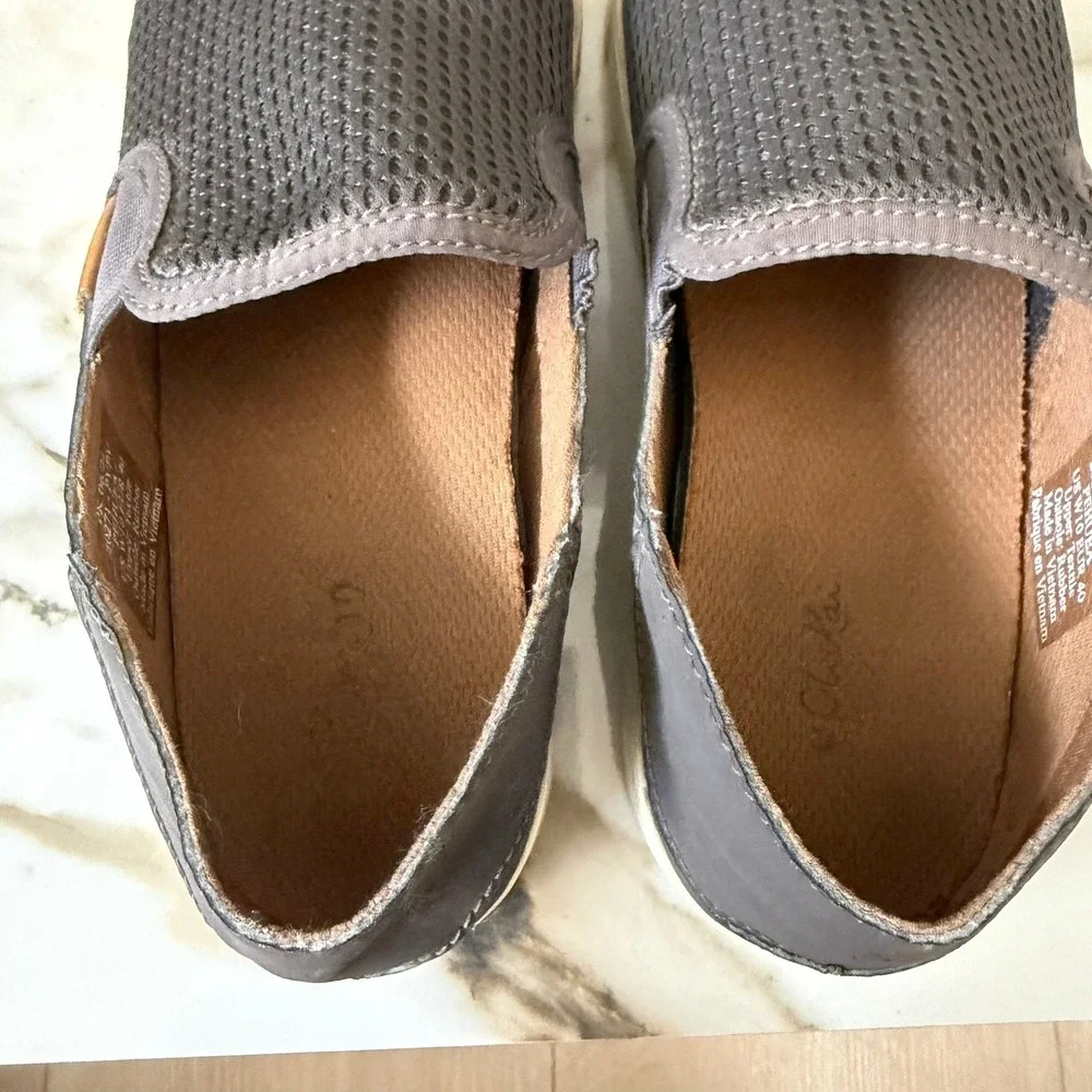 OluKai Gray Mesh Slip-On Loafers